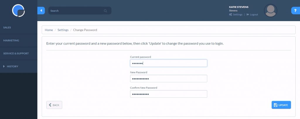 Change your CRM Password