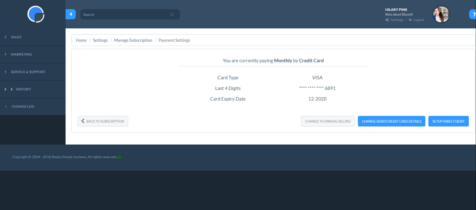 Select Direct Debit Option