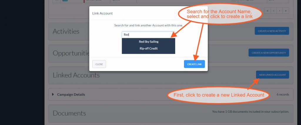 Linked Accounts: Create a new Linked Account