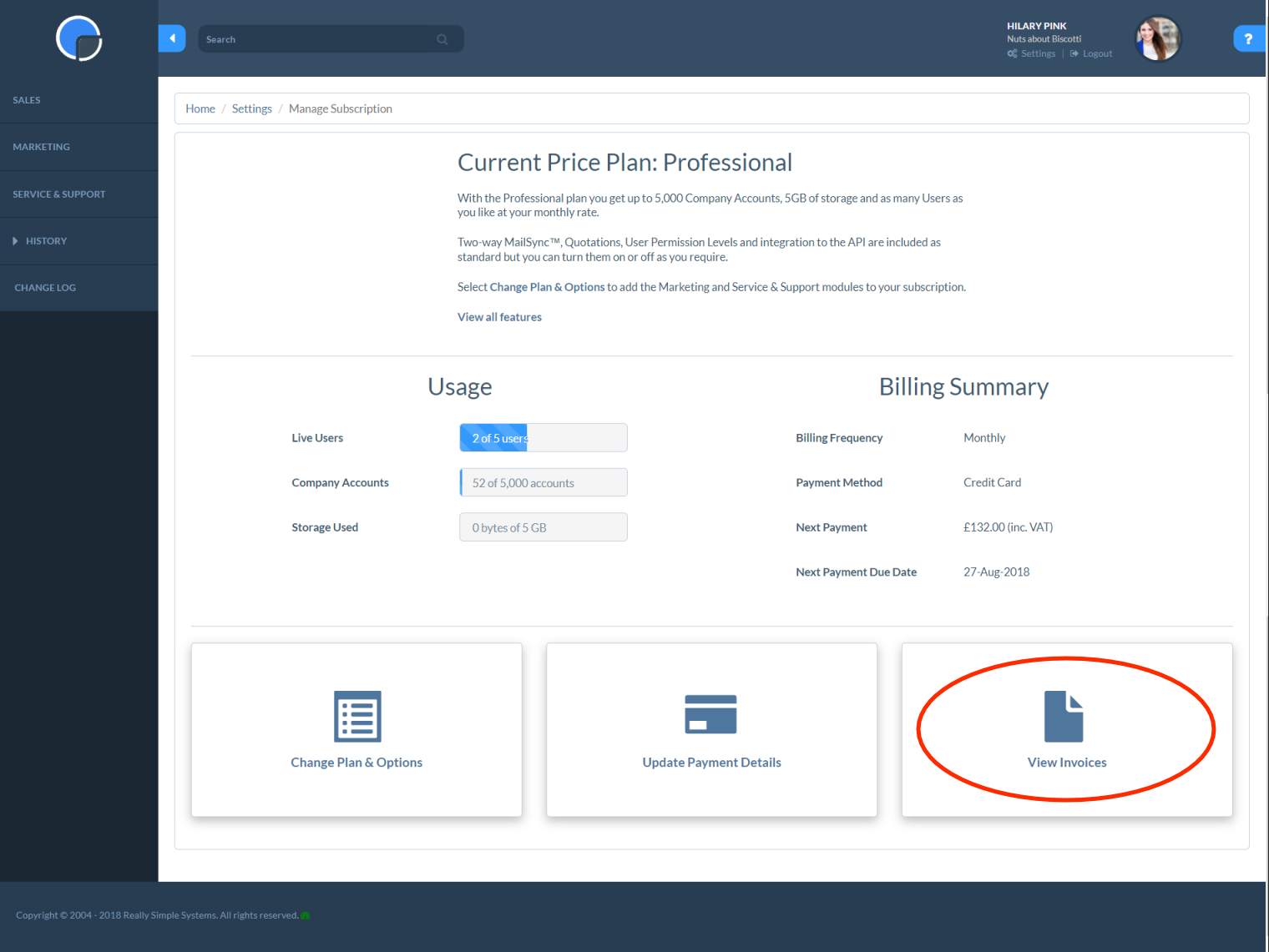 View CRM Invoicing