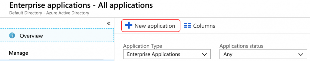 Create a new azure application 